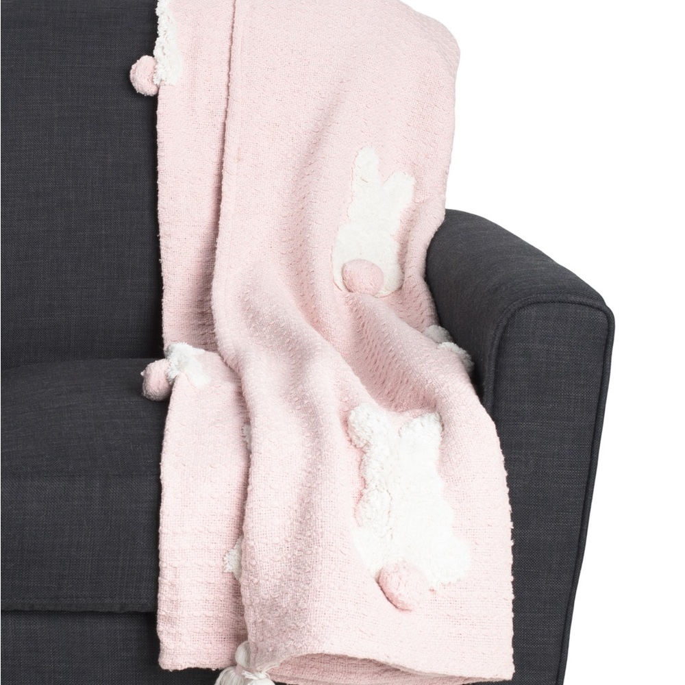 Bunny Boulevard Pink Tufted Bunny Throw